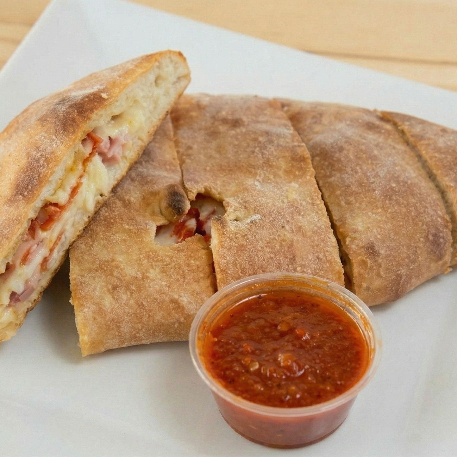 Ham, Pepperoni & Mozzarella Stromboli.